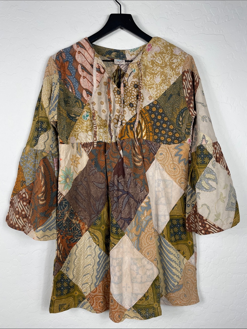 Gypsy Patchwork Print Tunic Top - Multi